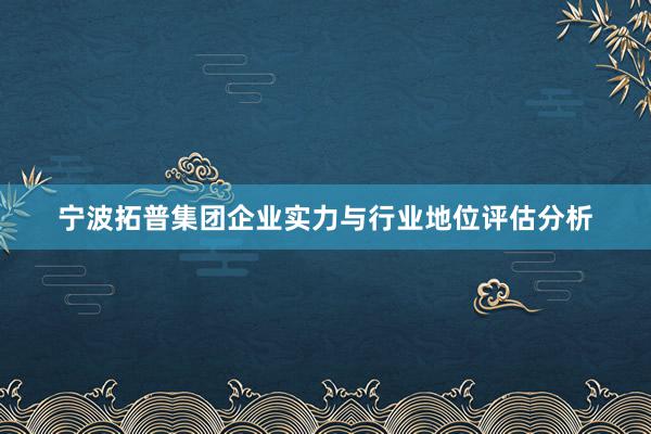 宁波拓普集团企业实力与行业地位评估分析