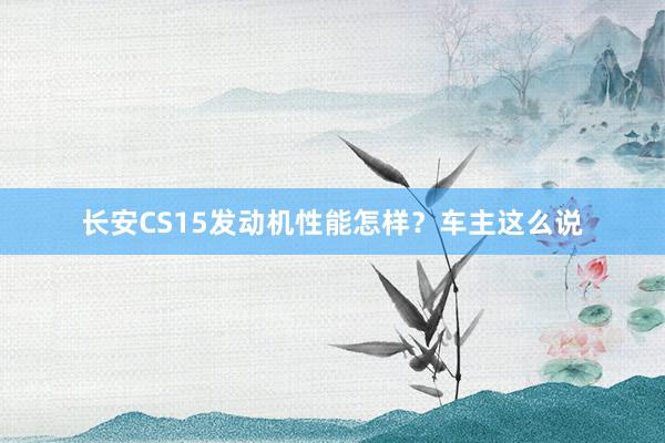 长安CS15发动机性能怎样？车主这么说